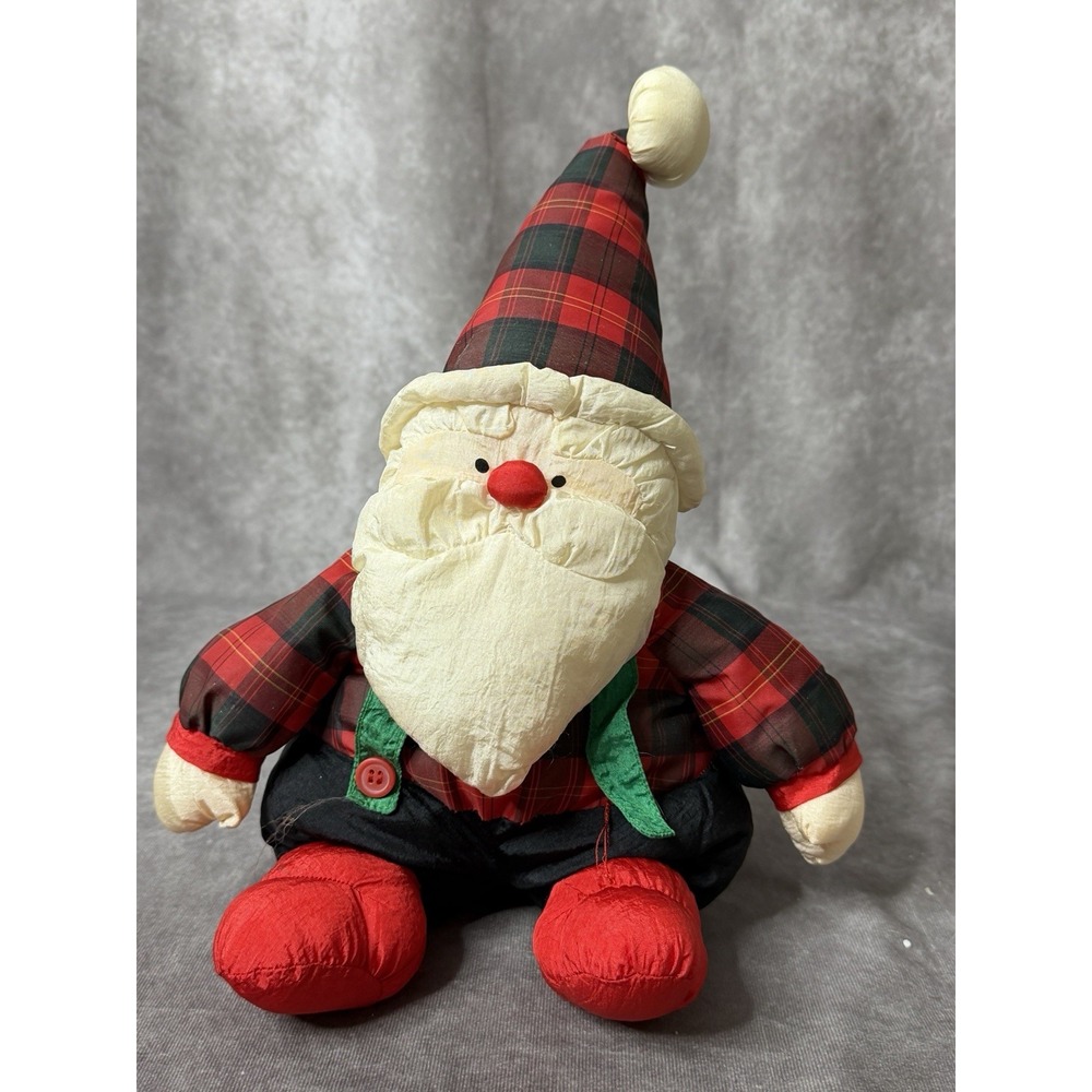 Department 56 Nylon Parachute Fabric Santa Claus Plush Stuffed Decor Suspenders